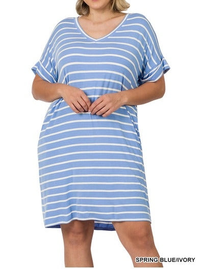 Plus Size Striped Knit Dress