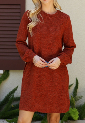 Rust Colored Round Neck Dress