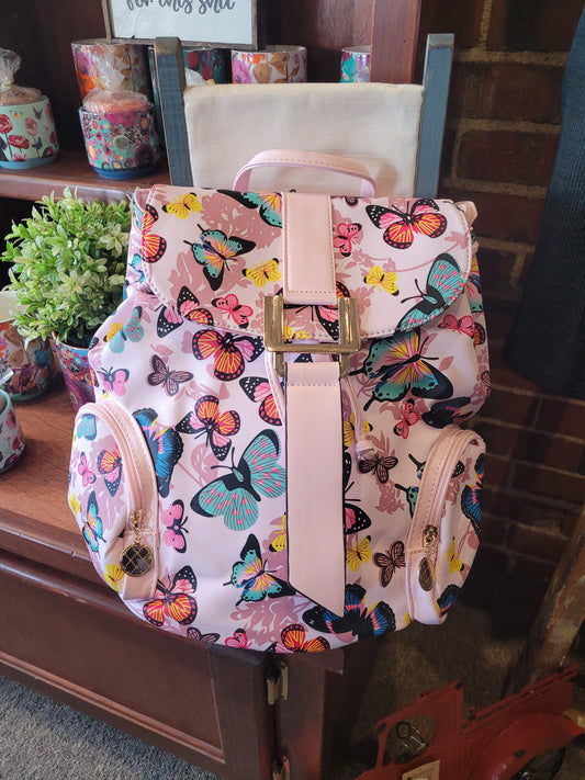Large Pink Print Backpack