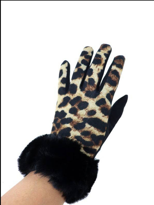 Faux Fau Print glove