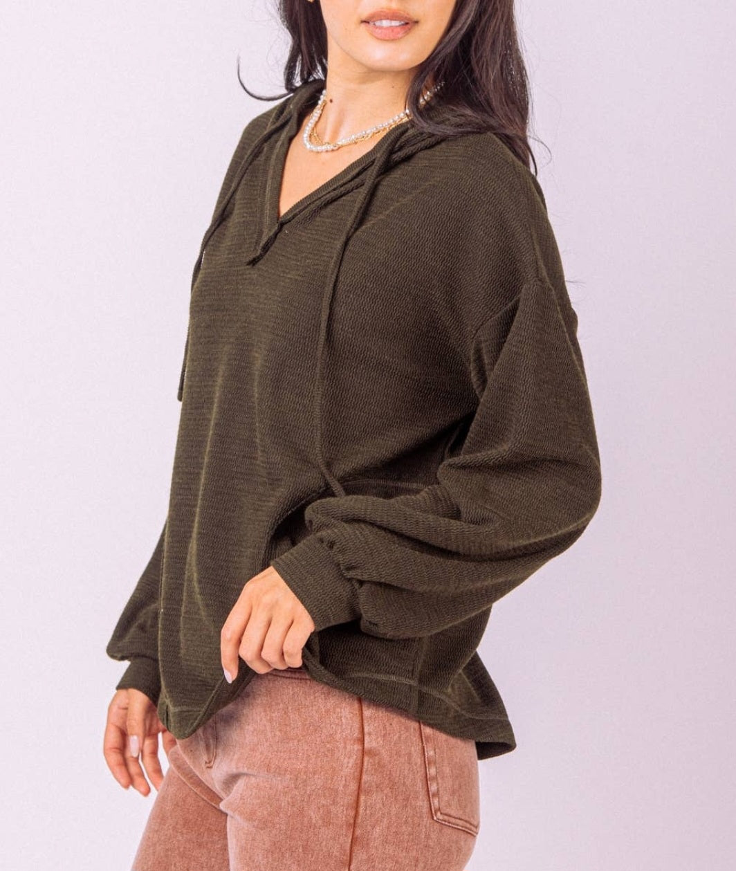 Thermal Knit Top with Long Sleeves