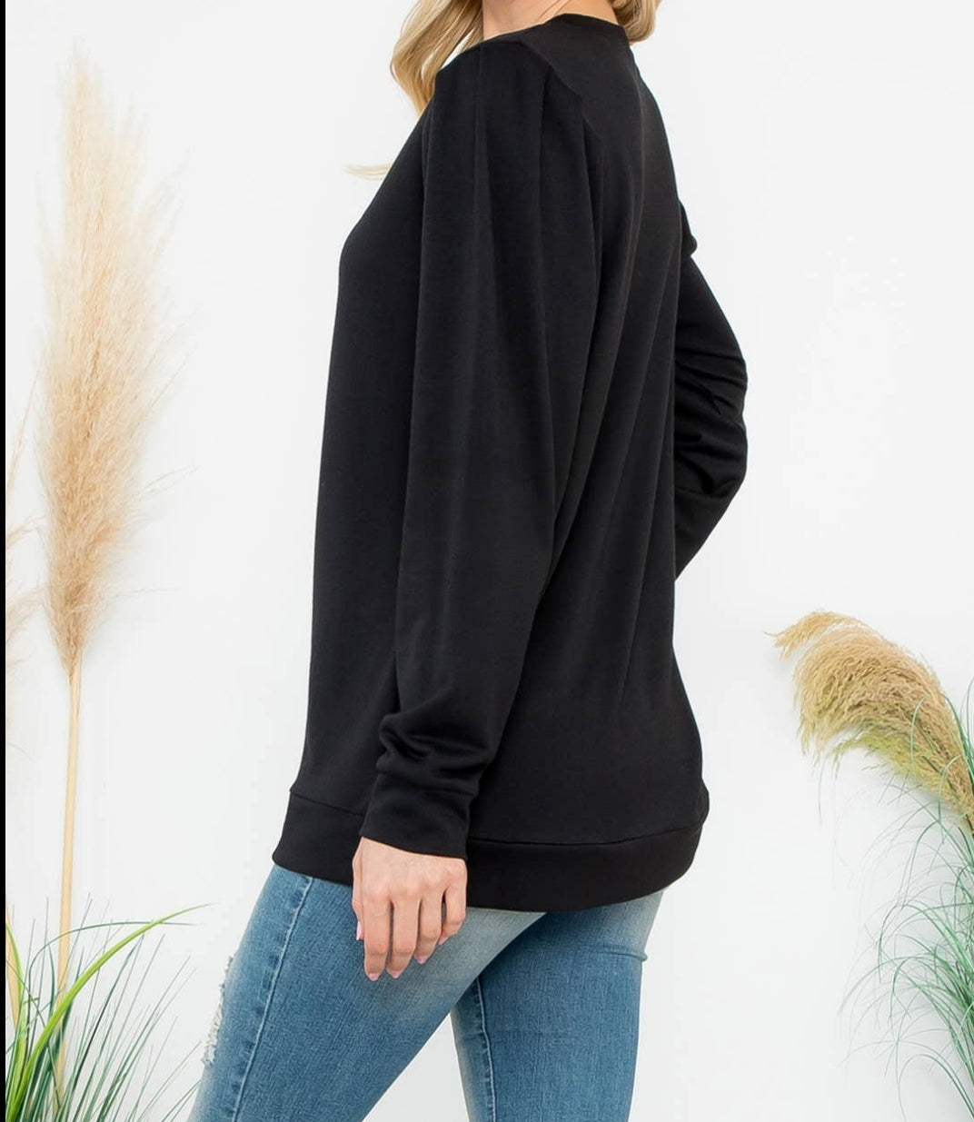 Black Knit Top with Long Sleeves