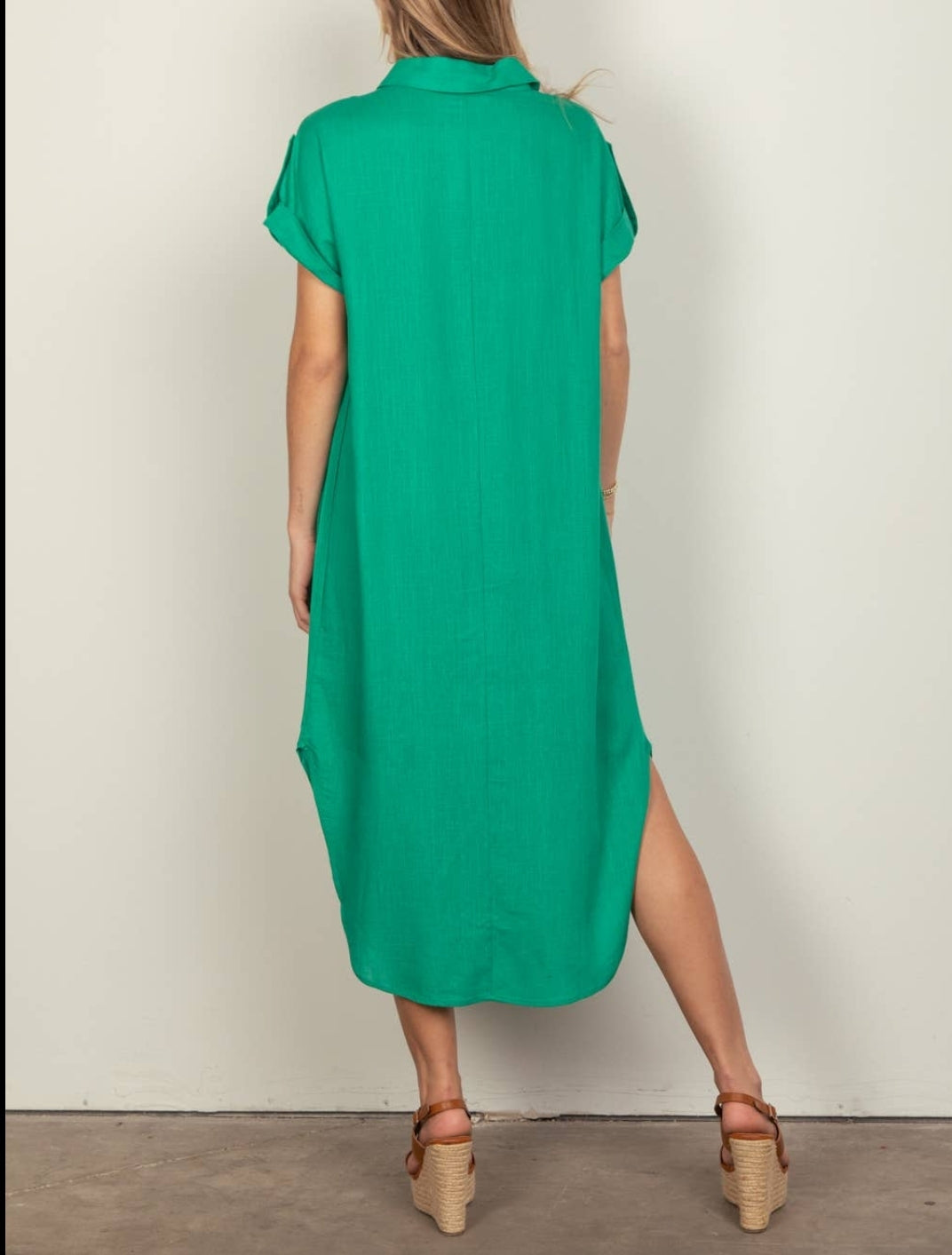 Kelly Green Woven Midi Dress
