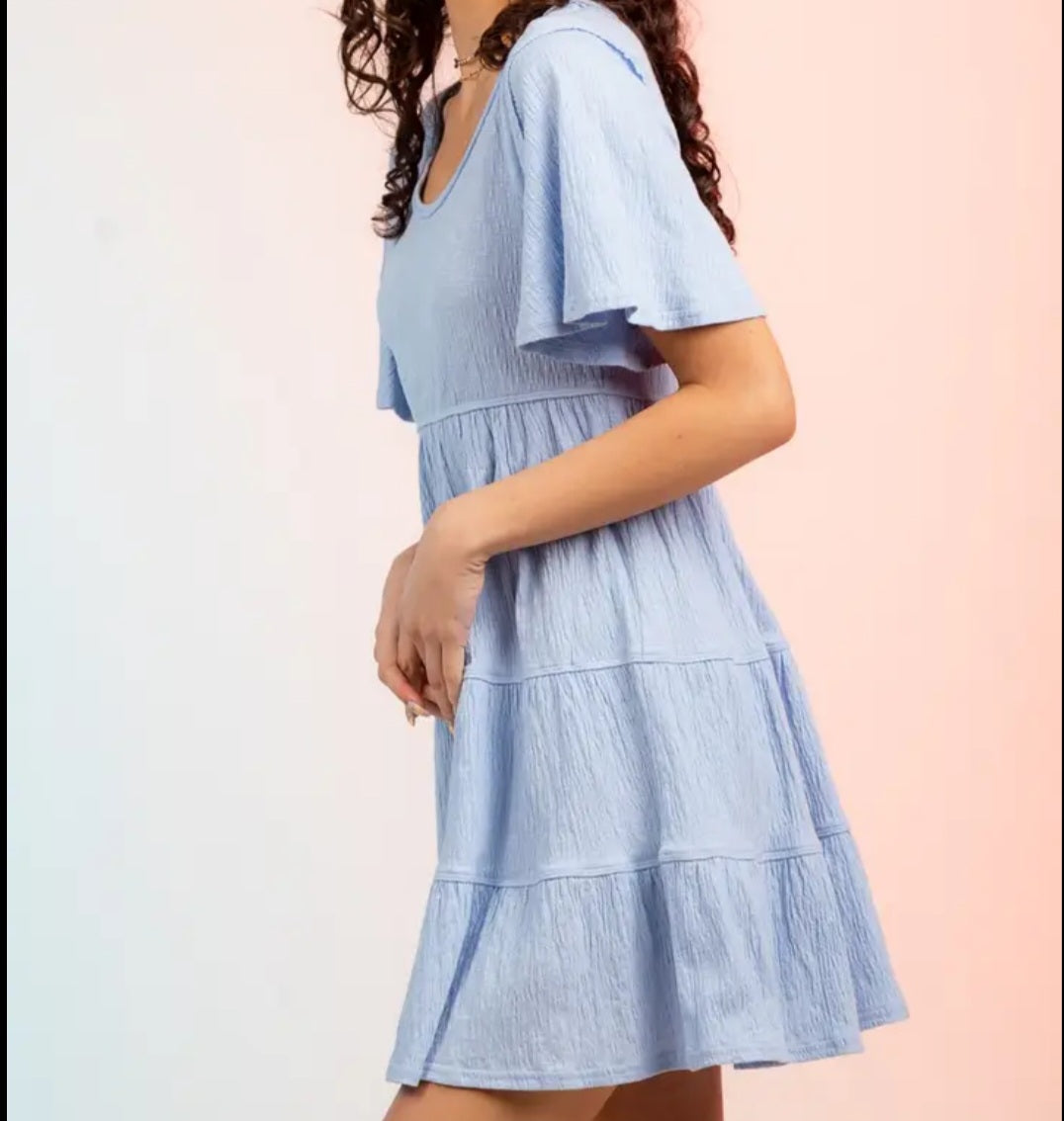 Lt. Blue Round Neck Dress