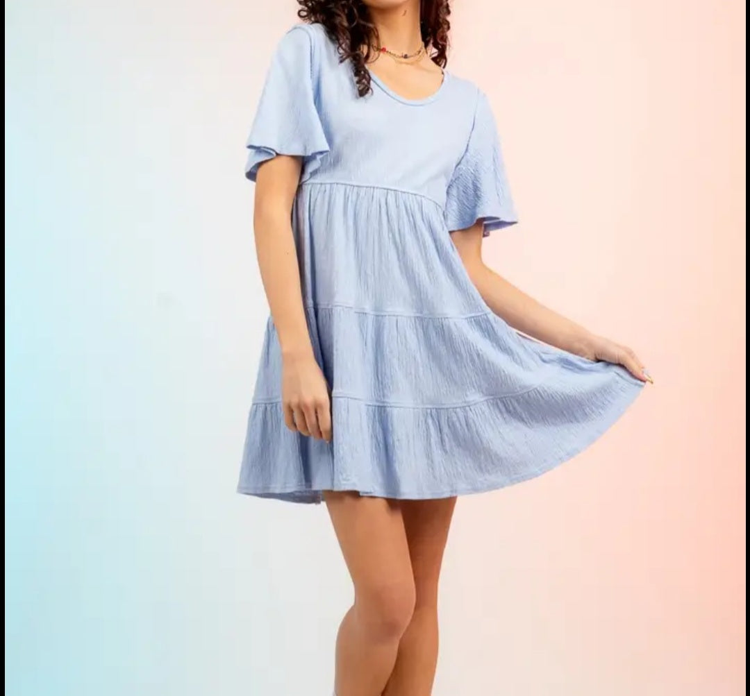 Lt. Blue Round Neck Dress