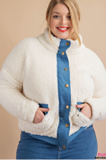 Sherpa White Plus Size Jacket