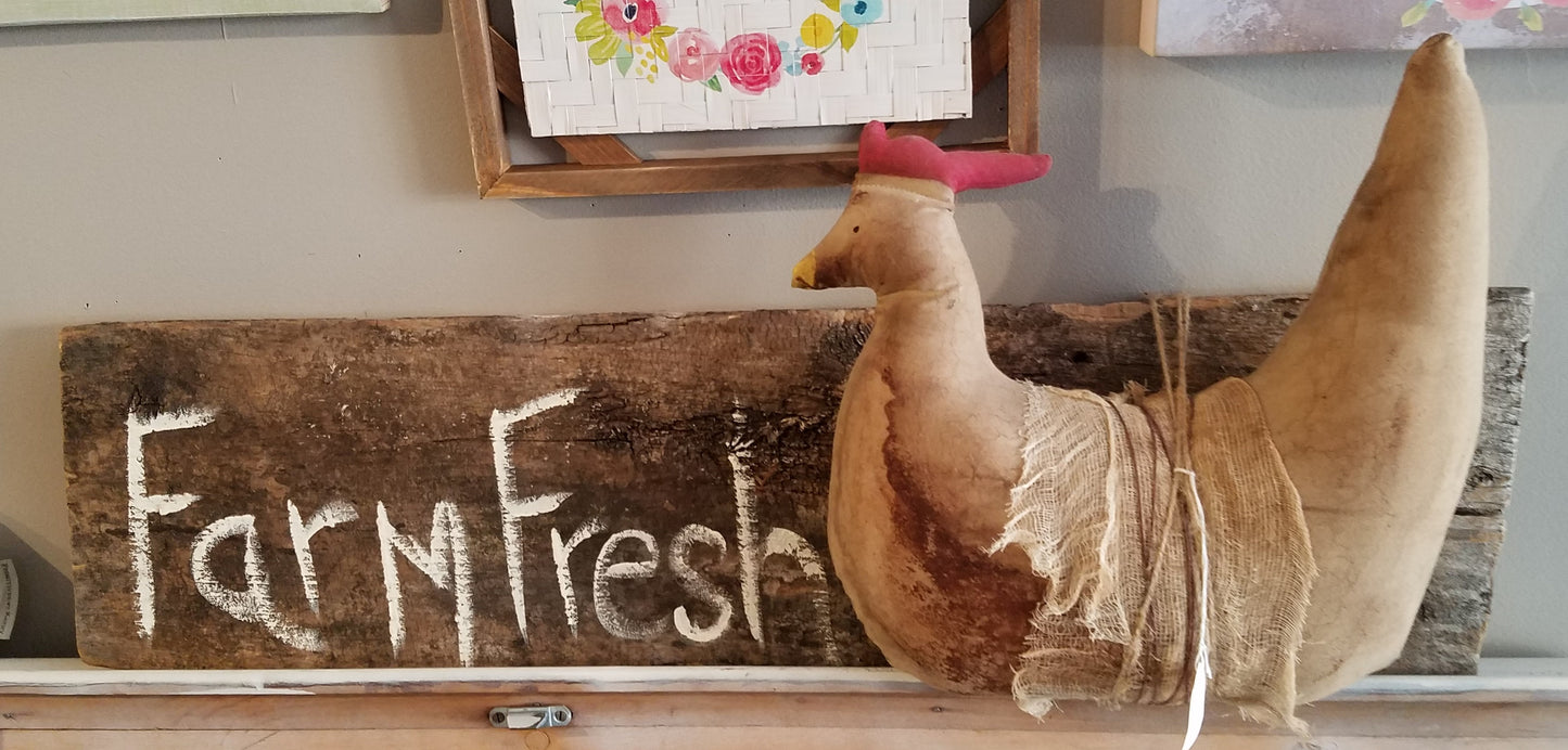 Primitive Rustic stuffed chicken Sign